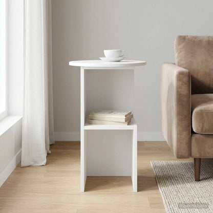 Tavolo laterale Bianco Lucido Ø 39,5 x 55 cm