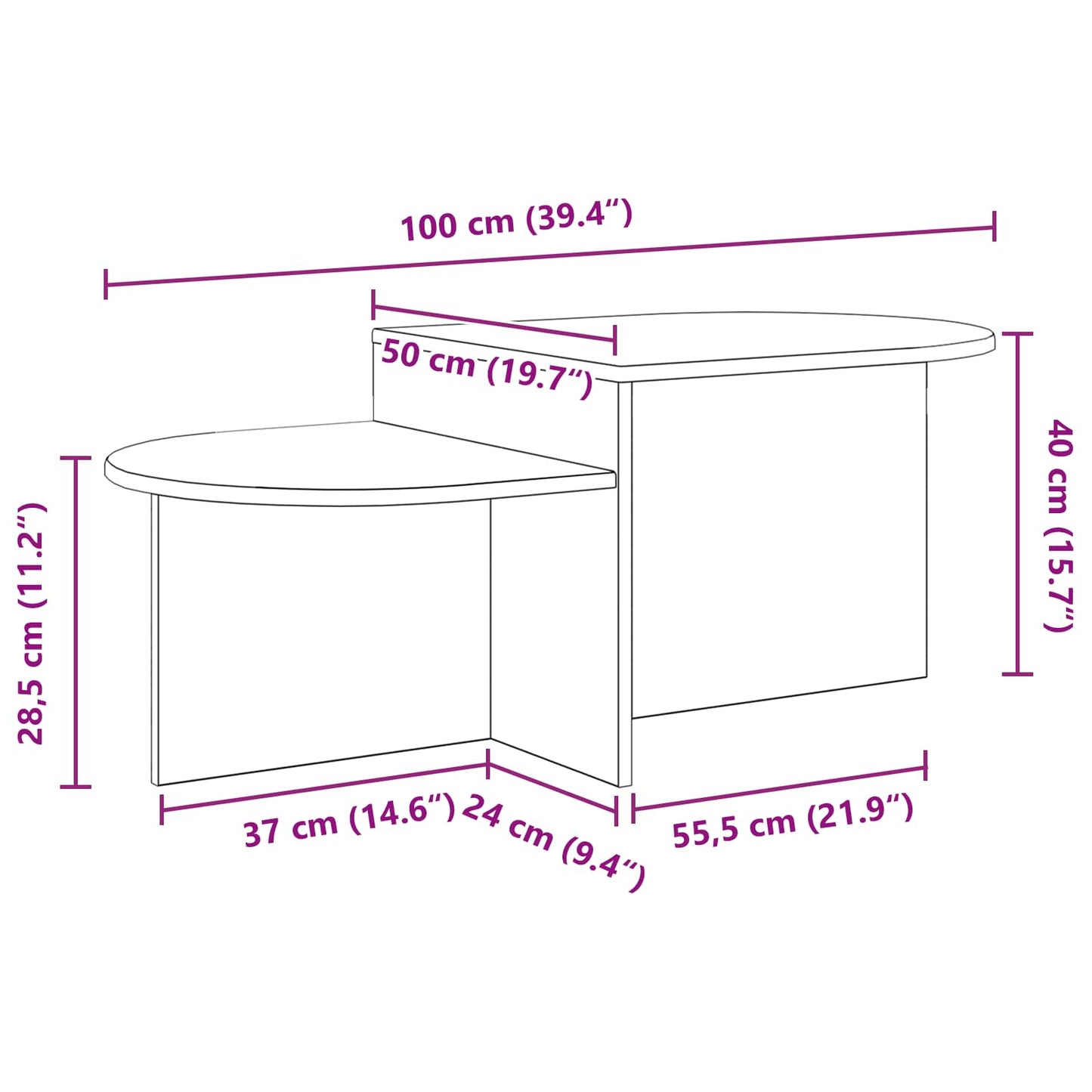 Tavolino da salotto Rovere Sonoma 100 x 50 x 40 cm