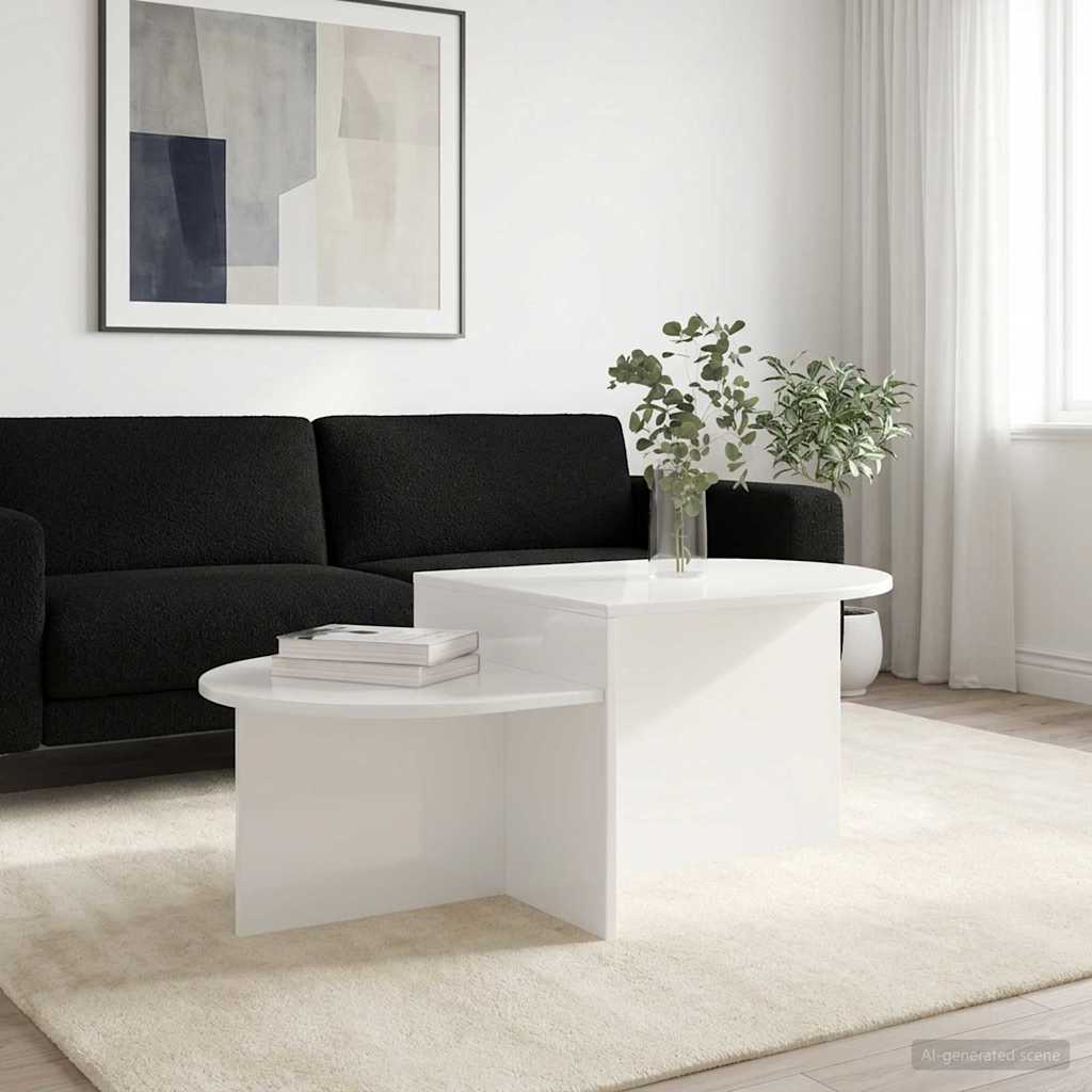 Tavolino da salotto Bianco Lucido 100 x 50 x 40 cm | homemem39