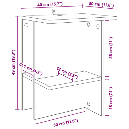Tavolino da salotto Bianco 40 x 30 x 49 cm Legno ingegnerizzato