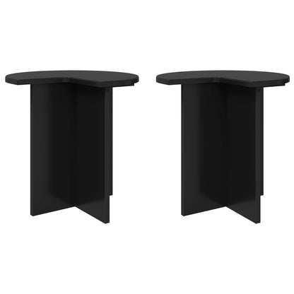 Tavolo laterale 2 pz Nero Ø 39 x 38 cm Legno ingegnerizzato