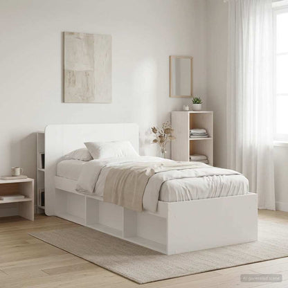 Testata del letto con archiviazione Bianco Legno ingegnerizzato