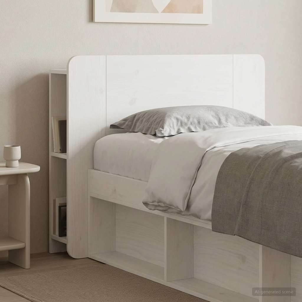 Testata del letto con archiviazione Bianco Legno ingegnerizzato