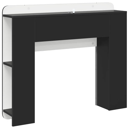 Testata del letto con archiviazione Nero Legno ingegnerizzato