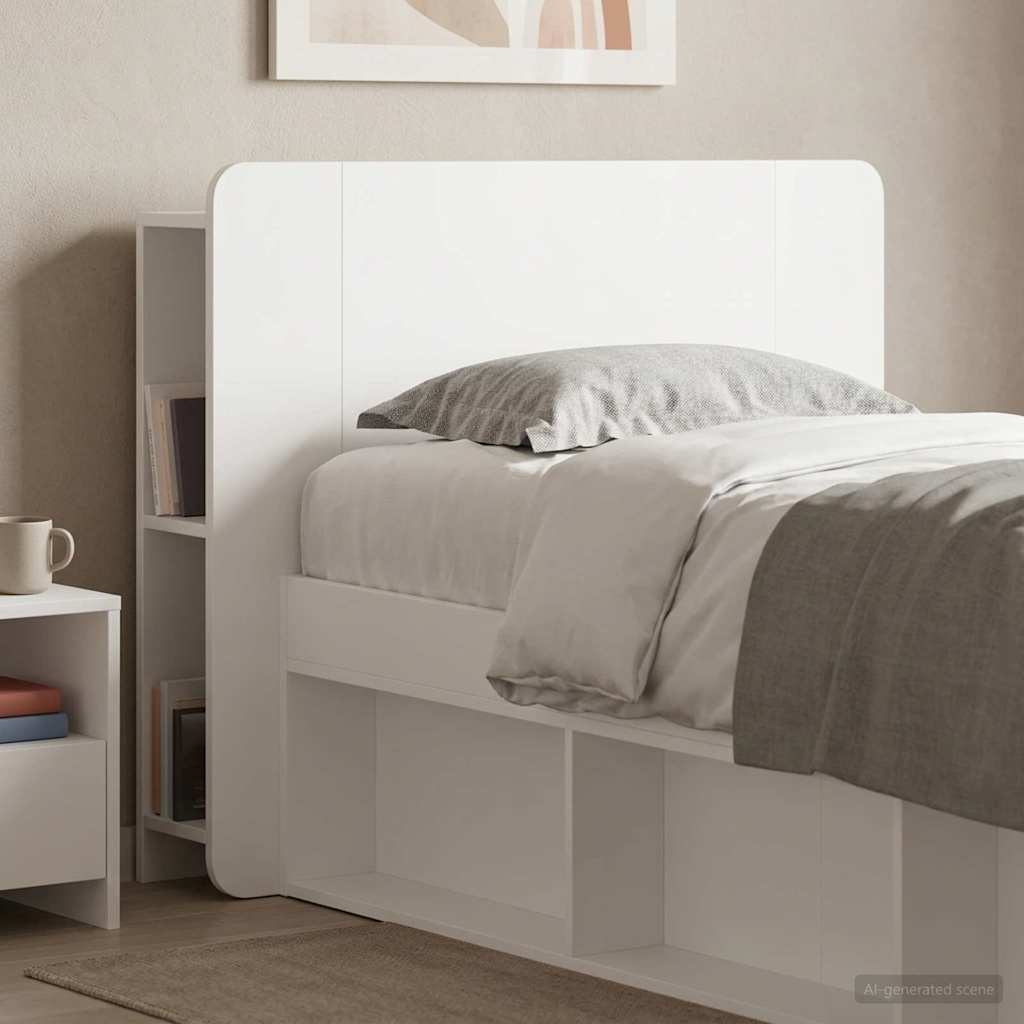 Testata del letto Bianco Lucido Legno ingegnerizzato