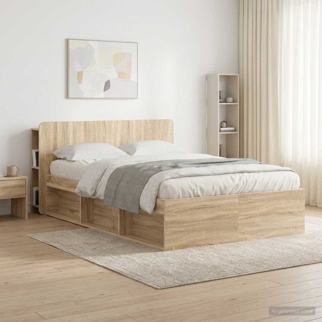 Testata del letto con archiviazione Sonoma Legno ingegnerizzato