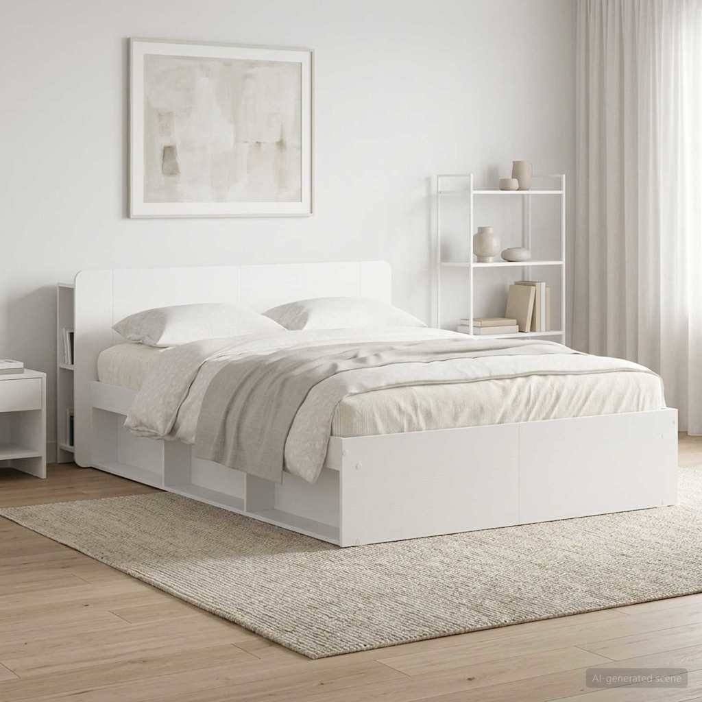 Testata del letto Bianco Lucido Legno ingegnerizzato