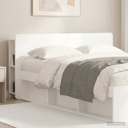 Testata del letto con archiviazione Bianco Legno ingegnerizzato