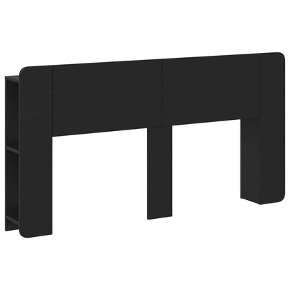 Testata del letto con archiviazione Nero Legno ingegnerizzato