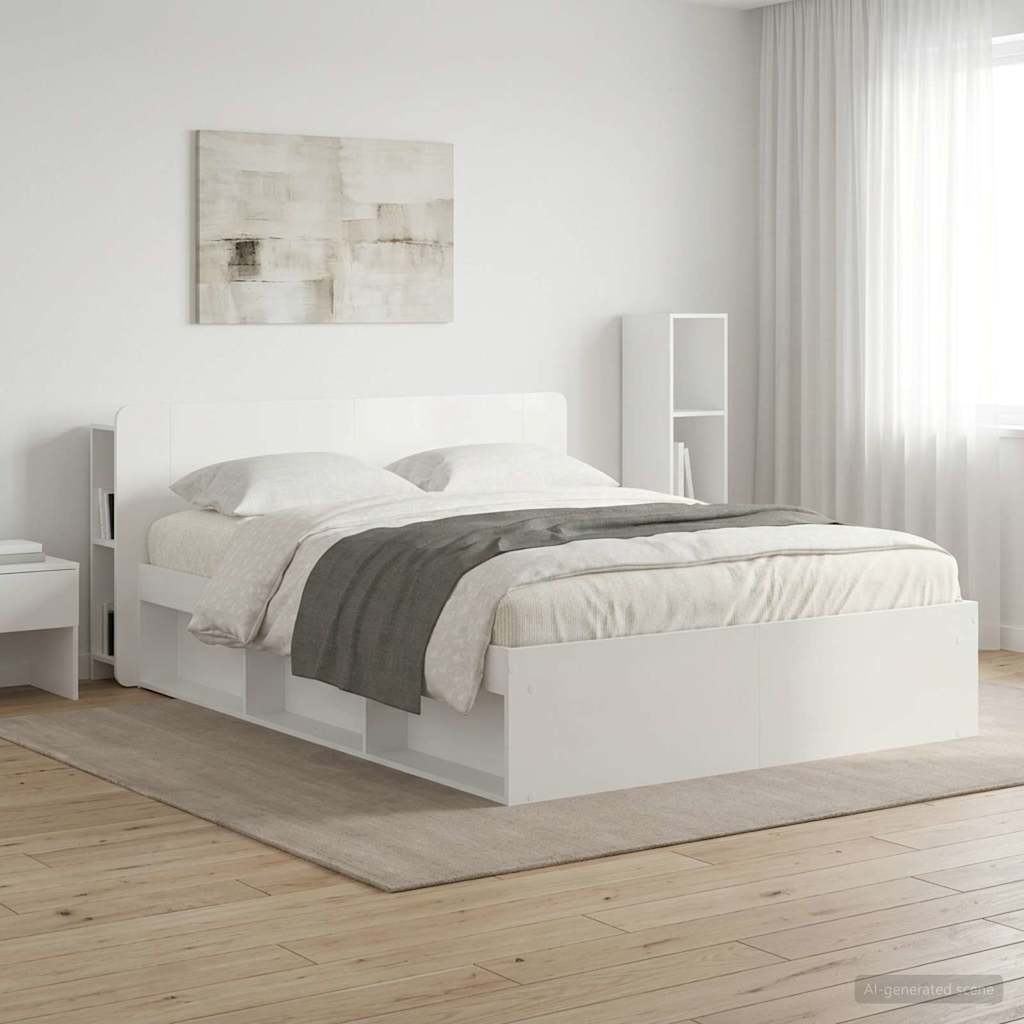 Testata del letto Bianco Lucido Legno ingegnerizzato