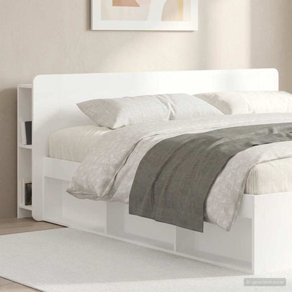 Testata del letto con archiviazione Bianco Legno ingegnerizzato