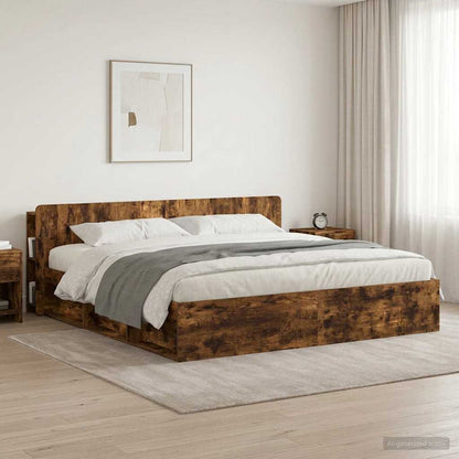 Testata del letto Rovere Fumo Legno ingegnerizzato