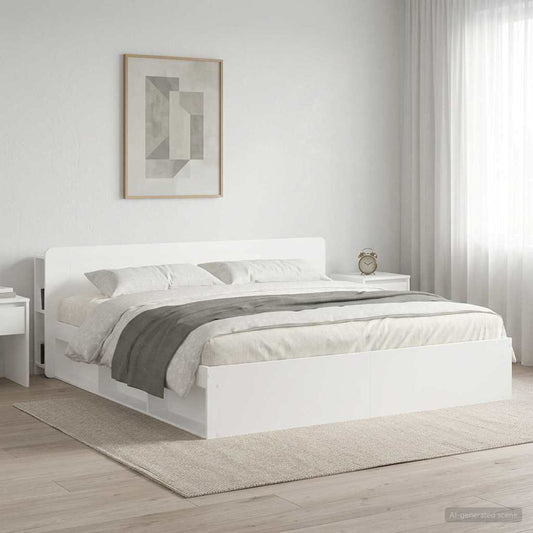 Testata del letto con archiviazione Bianco Legno ingegnerizzato