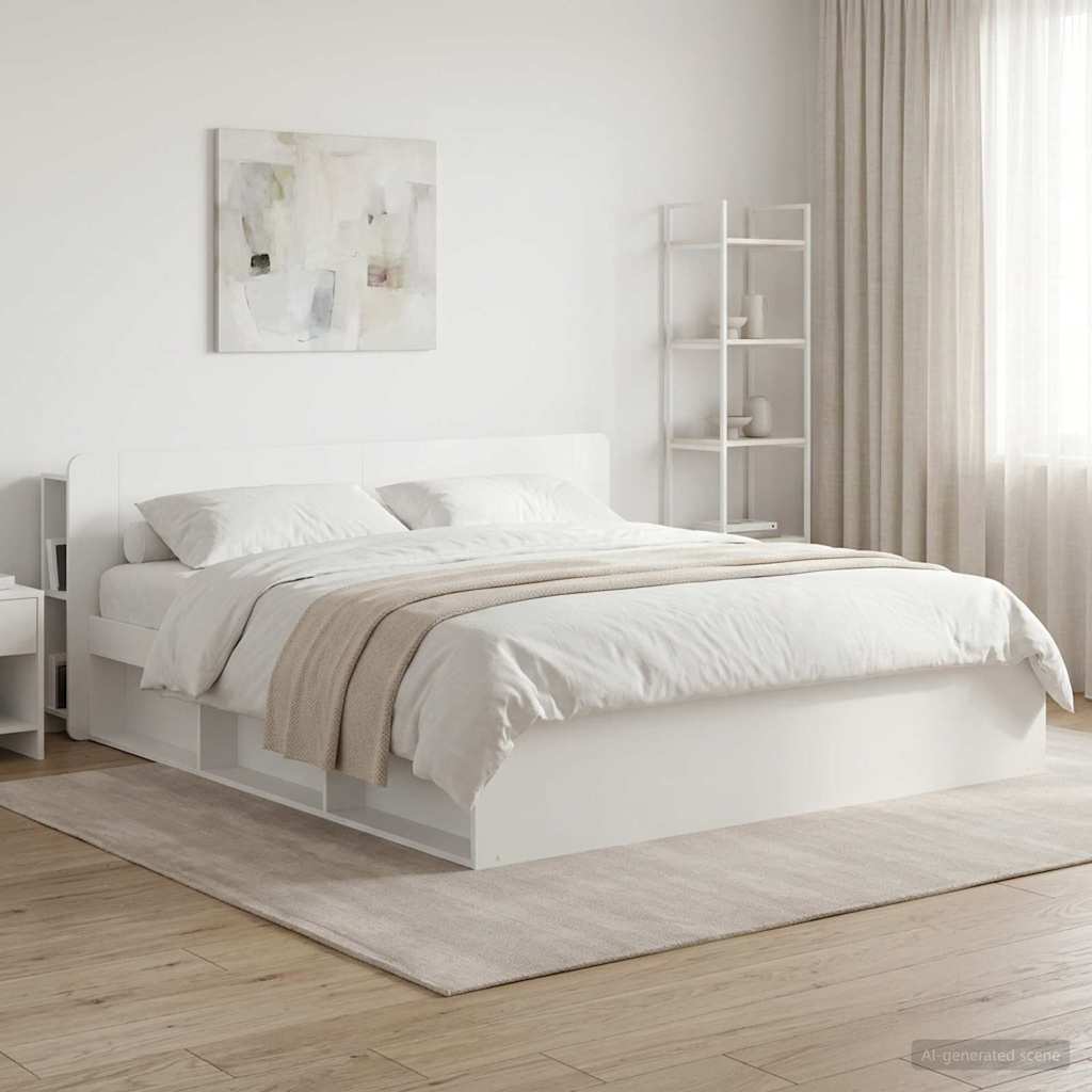 Testata del letto Bianco Lucido Legno ingegnerizzato
