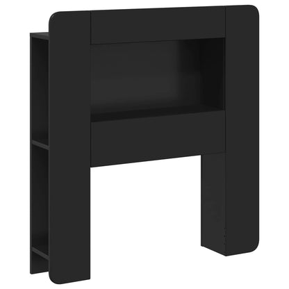 Testata del letto con archiviazione Nero Legno ingegnerizzato