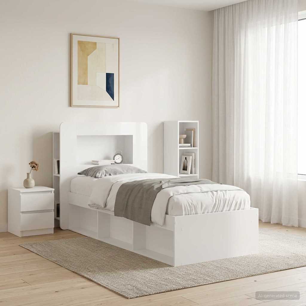 Testata del letto Bianco Lucido Legno ingegnerizzato