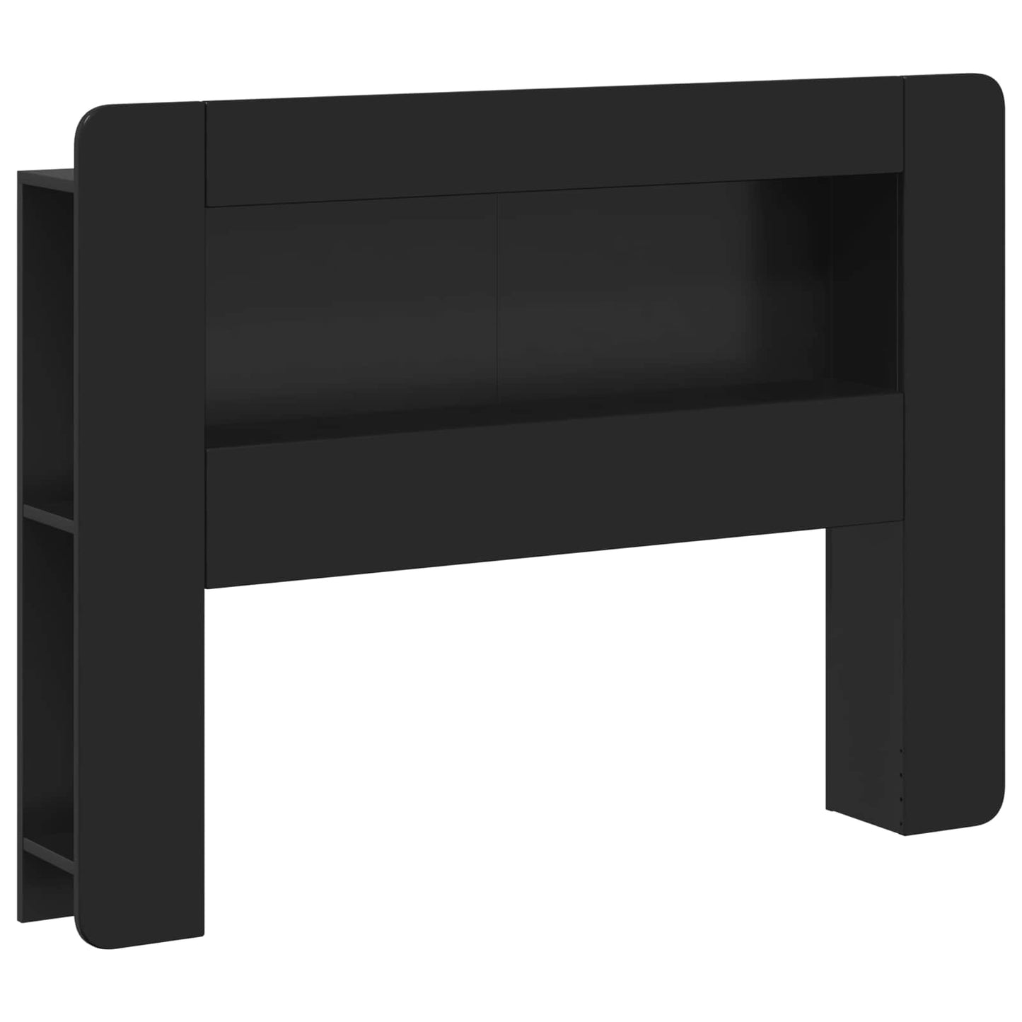 Testata del letto con archiviazione Nero Legno ingegnerizzato