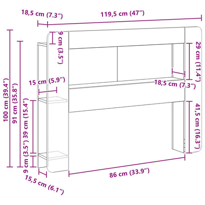 Testata del letto Rovere Sonoma Legno ingegnerizzato