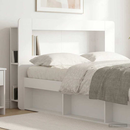 Testata del letto con archiviazione Bianco Legno ingegnerizzato