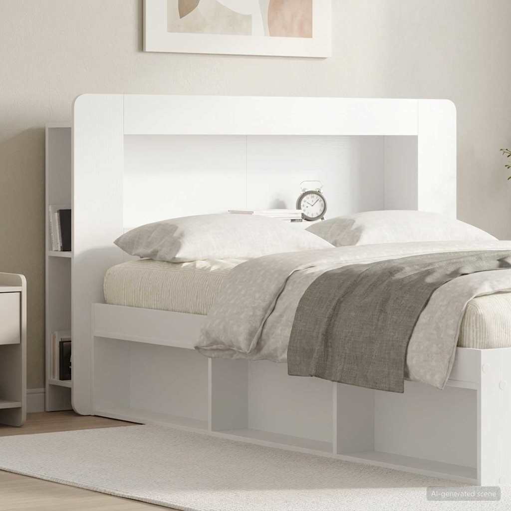 Testata del letto Bianco Lucido Legno ingegnerizzato