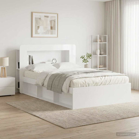 Testata del letto Bianco Lucido Legno ingegnerizzato