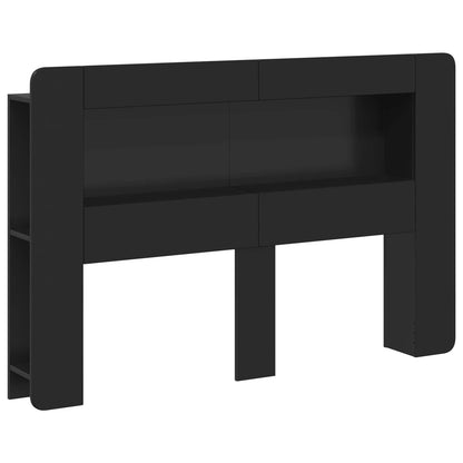 Testata del letto con archiviazione Nero Legno ingegnerizzato