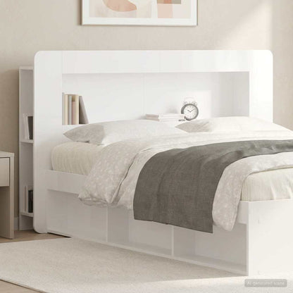 Testata del letto Bianco Lucido Legno ingegnerizzato