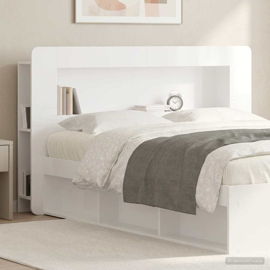 Testata del letto Bianco Lucido Legno ingegnerizzato