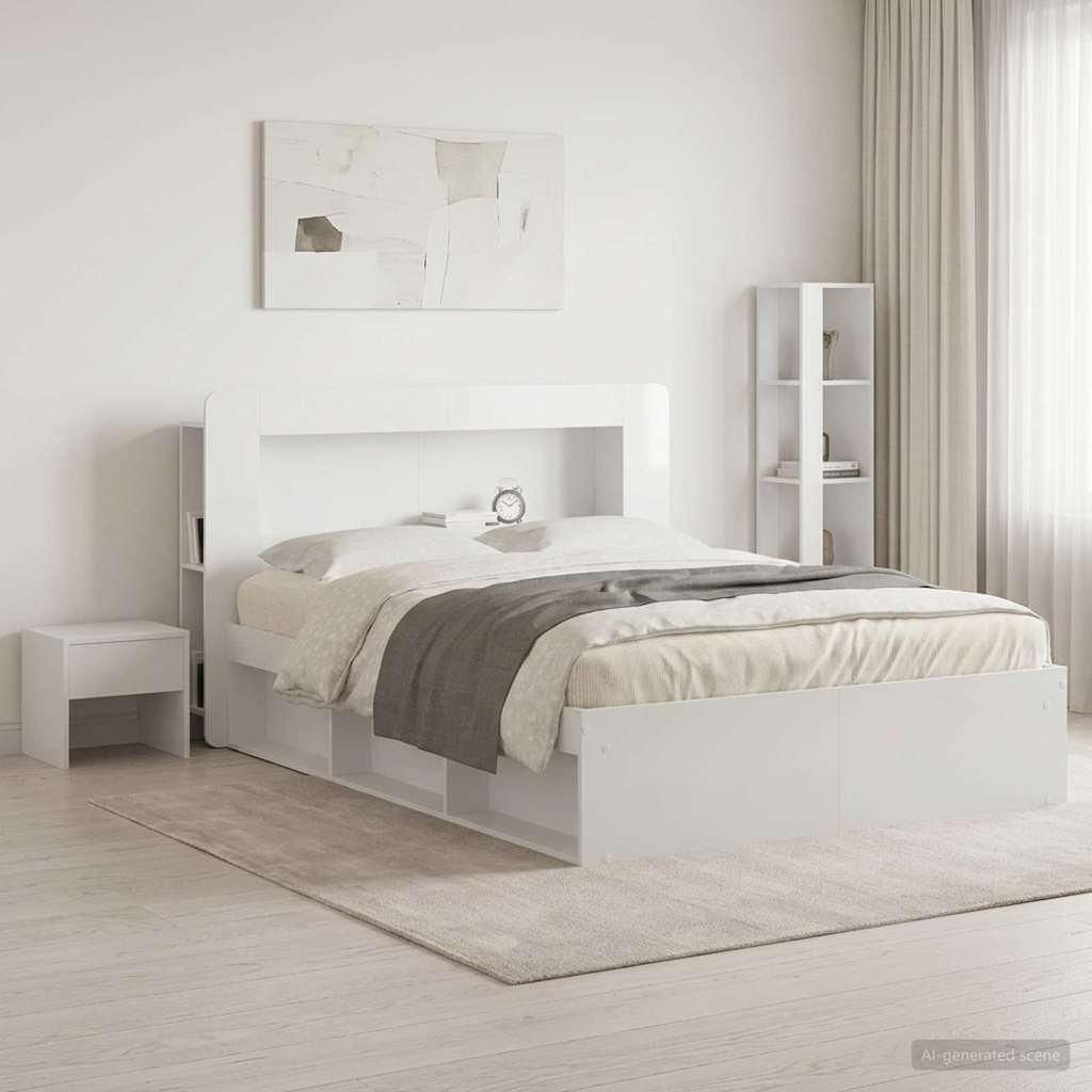 Testata del letto Bianco Lucido Legno ingegnerizzato