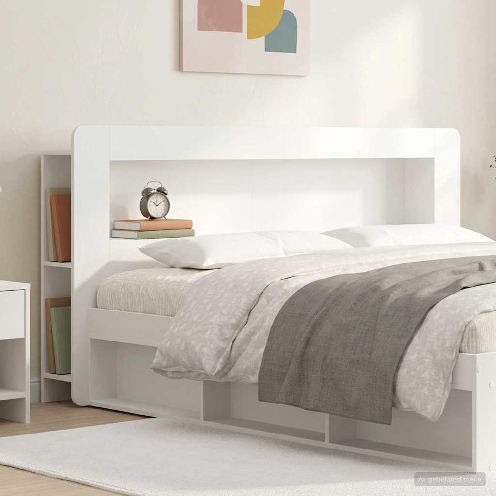 Testata del letto con archiviazione Bianco Legno ingegnerizzato