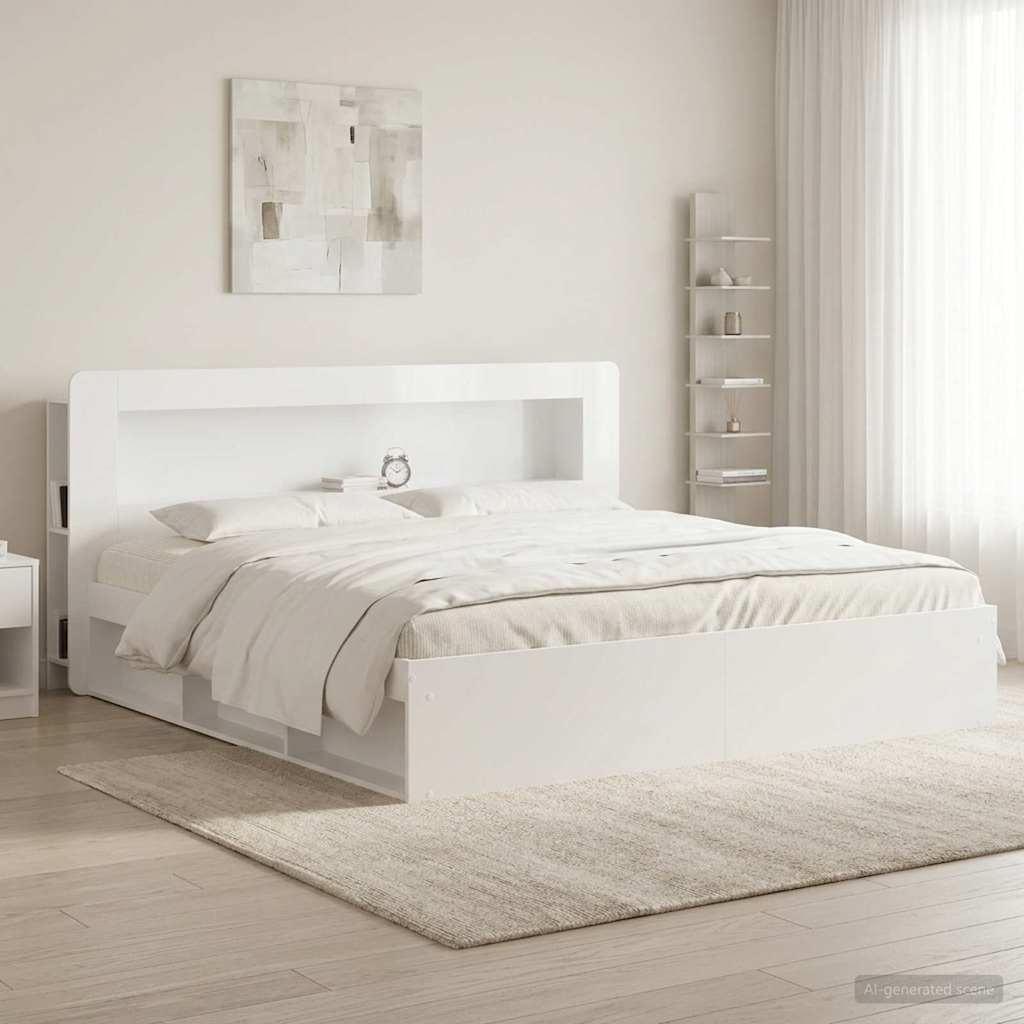 Testata del letto Bianco Lucido Legno ingegnerizzato