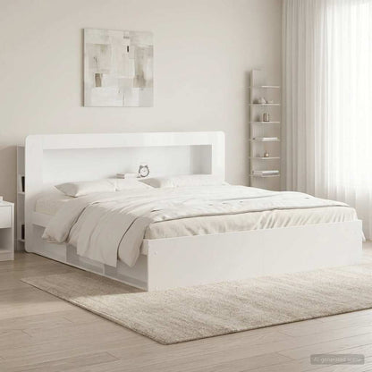 Testata del letto Bianco Lucido Legno ingegnerizzato