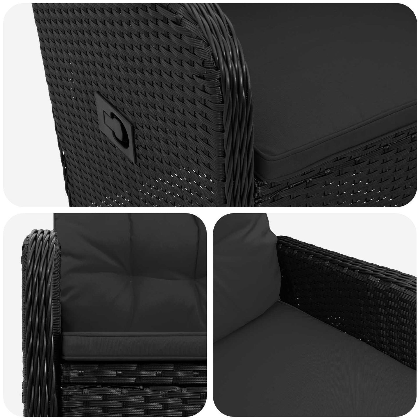 Sedia da giardino reclinabile Nero polyrattan | homemem39