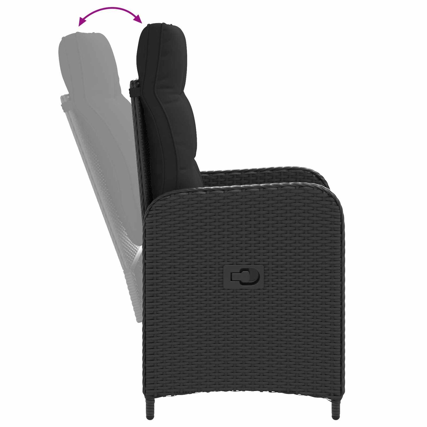 Sedia da giardino reclinabile Nero polyrattan