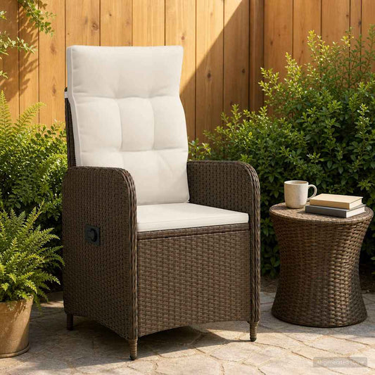 Sedia da giardino reclinabile Marrone e Bianco Crema