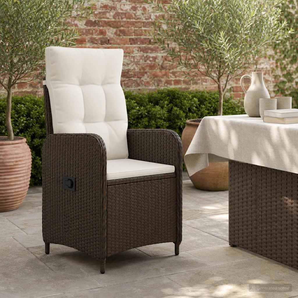 Sedia da giardino reclinabile Marrone e Bianco Crema
