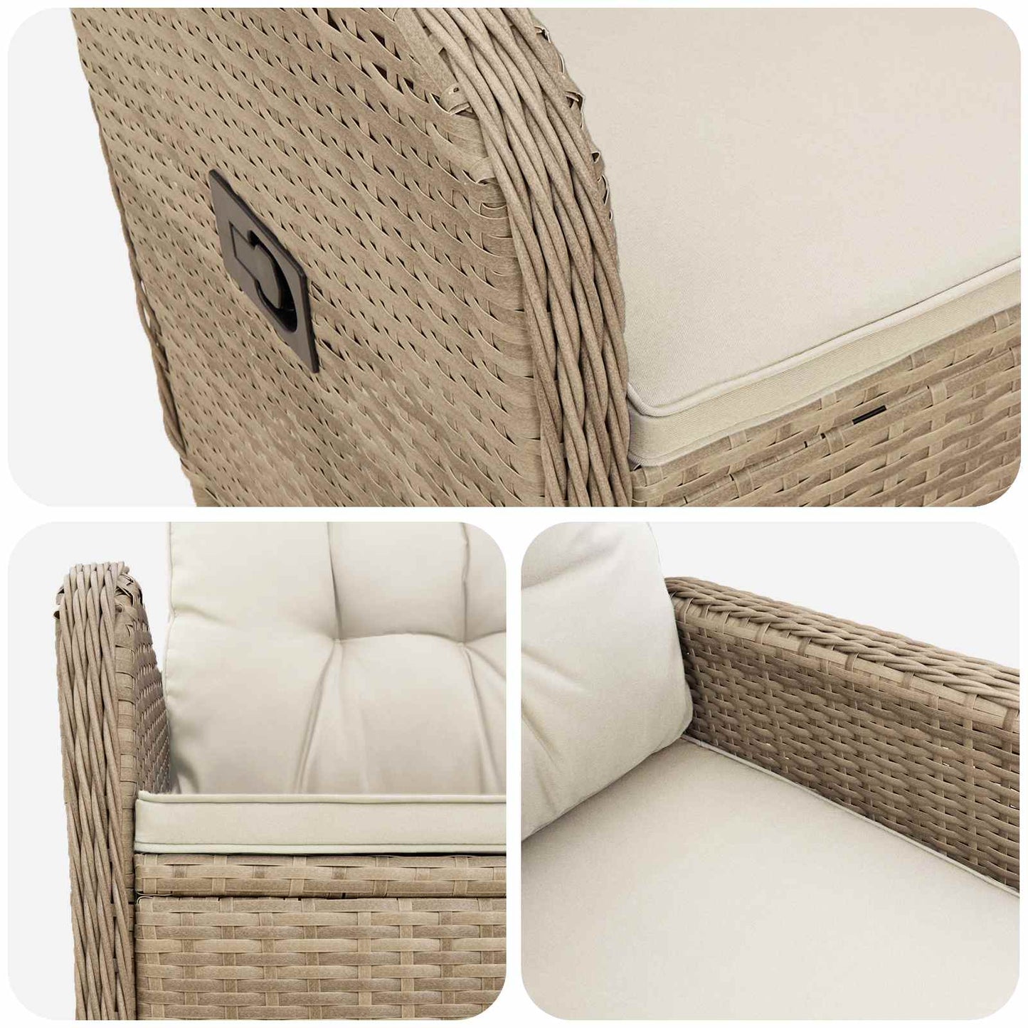 Sedia da giardino reclinabile Beige e Bianco Crema | homemem39