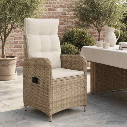 Sedia da giardino reclinabile Beige e Bianco Crema