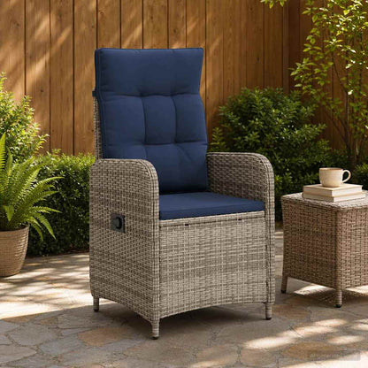 Sedia da giardino reclinabile Grigio e Blu Navy