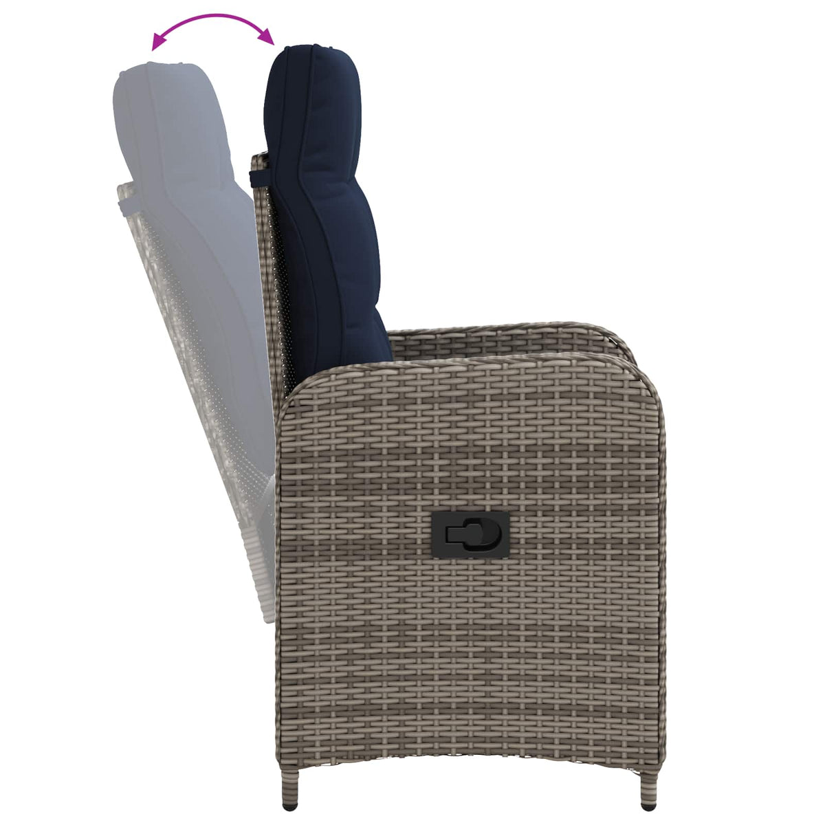 Sedia da giardino reclinabile Grigio e Blu Navy