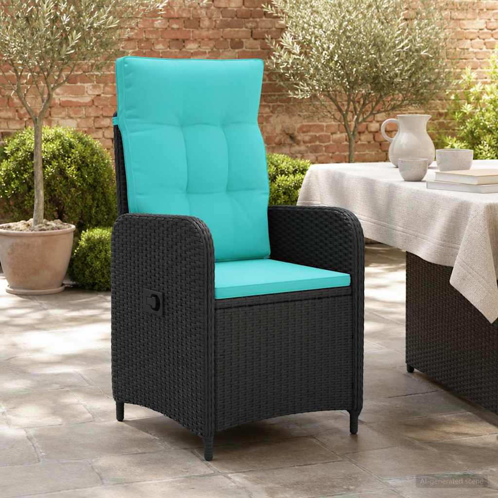 Sedia da giardino reclinabile Nero e Turchese | homemem39