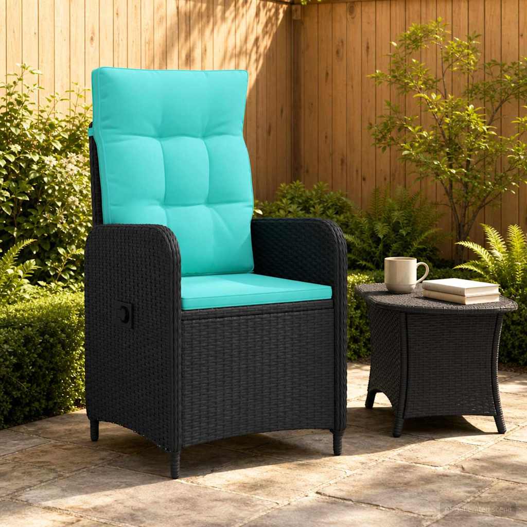 Sedia da giardino reclinabile Nero e Turchese | homemem39
