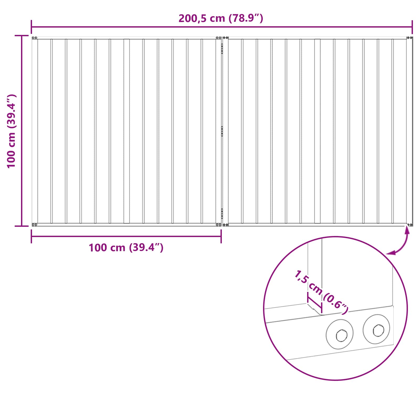 Cancello per cani 2 pcs Nero 100 x 100 cm Acciaio zincato | homemem39