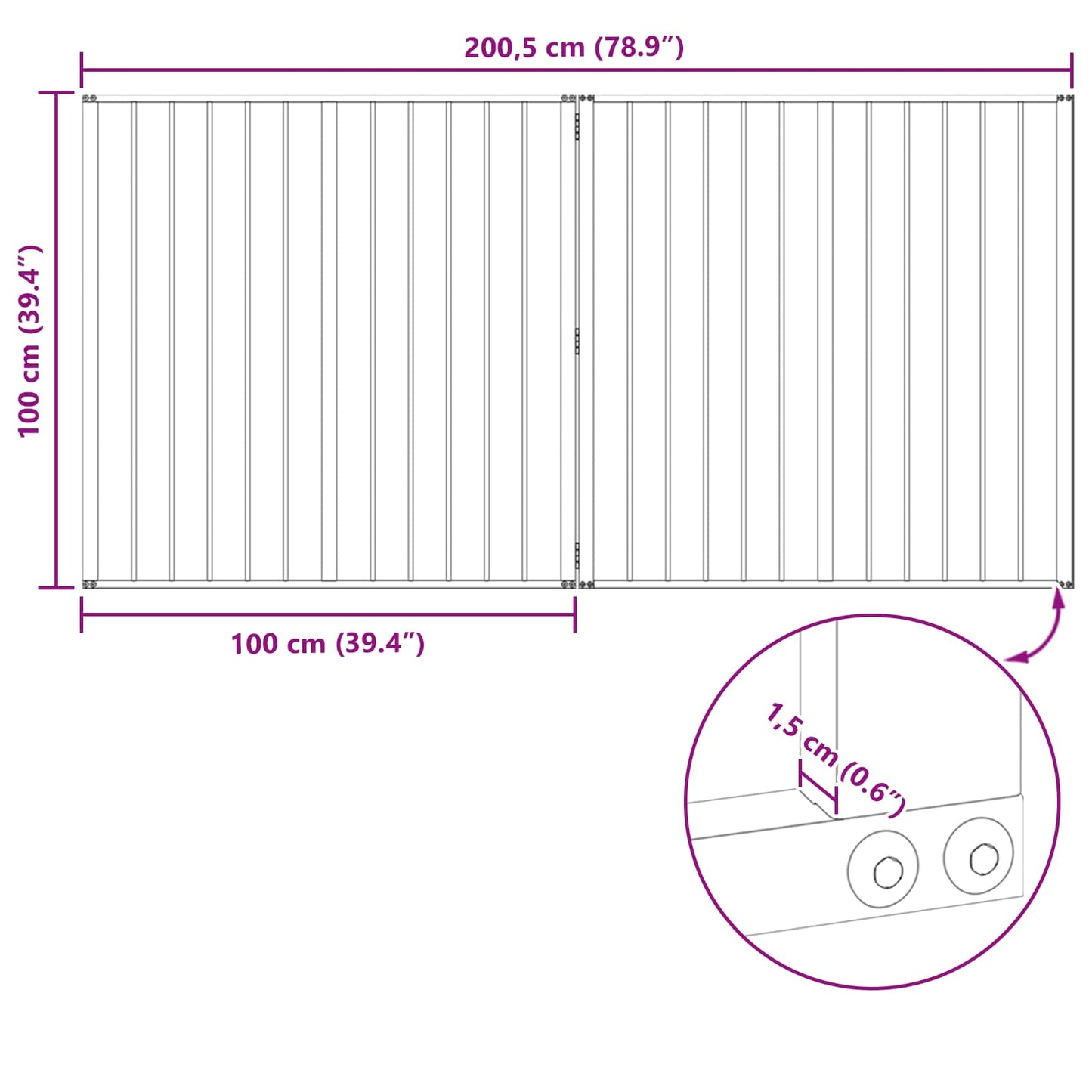 Cancello per cani 2 pcs Nero 100 x 100 cm Acciaio zincato | homemem39
