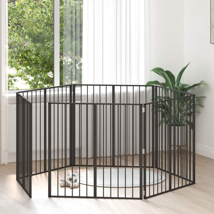 Cancello per cani 6 pcs Nero 100 x 100 cm Acciaio zincato | homemem39
