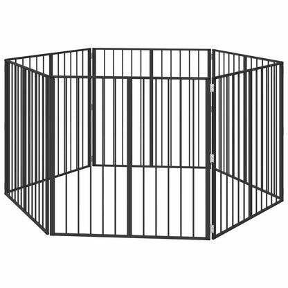 Cancello per cani 6 pcs Nero 100 x 100 cm Acciaio zincato | homemem39