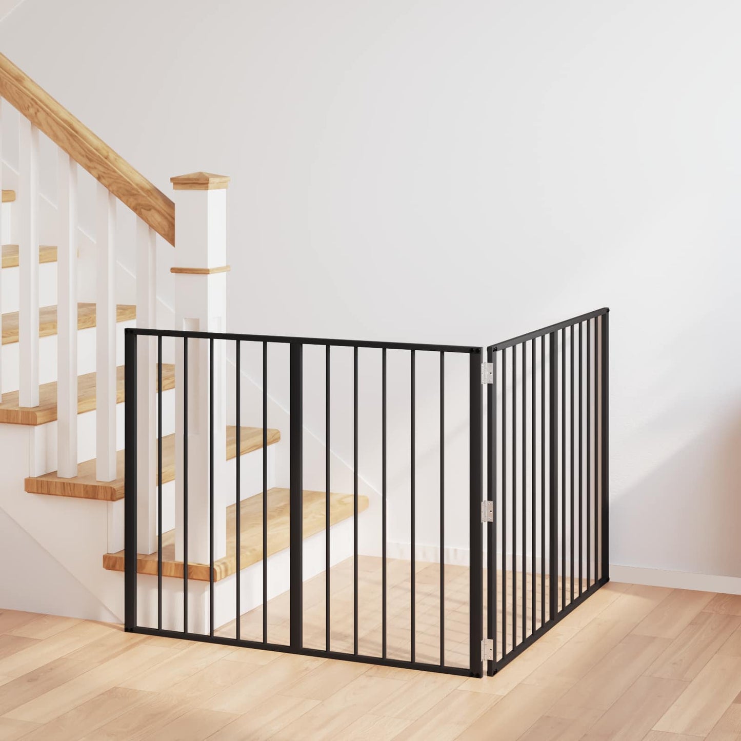 Cancello per cani 2 pcs Nero 100 x 80 cm Acciaio zincato | homemem39