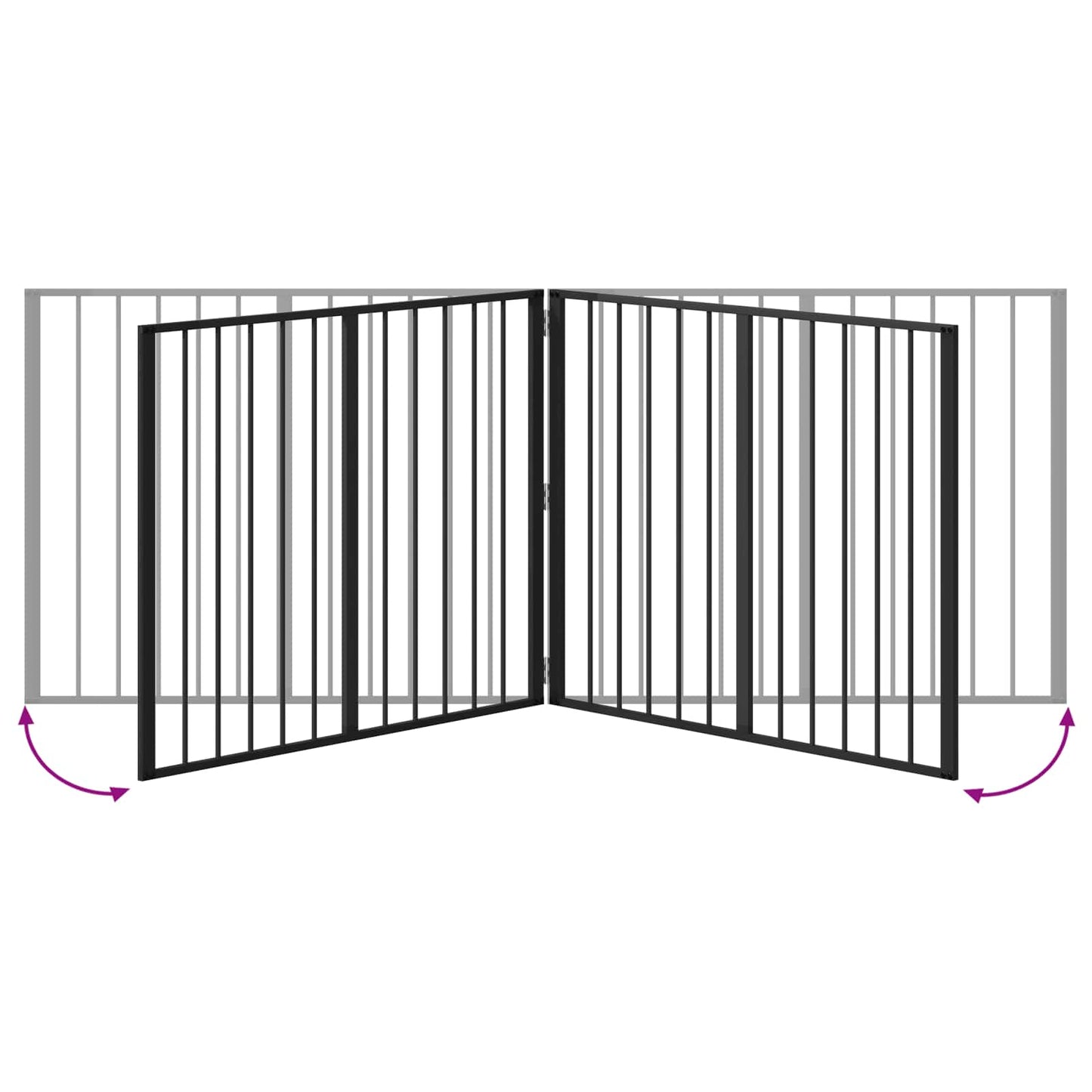 Cancello per cani 2 pcs Nero 100 x 80 cm Acciaio zincato | homemem39