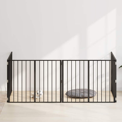 Cancello per cani 4 pcs Nero 100 x 80 cm Acciaio zincato | homemem39