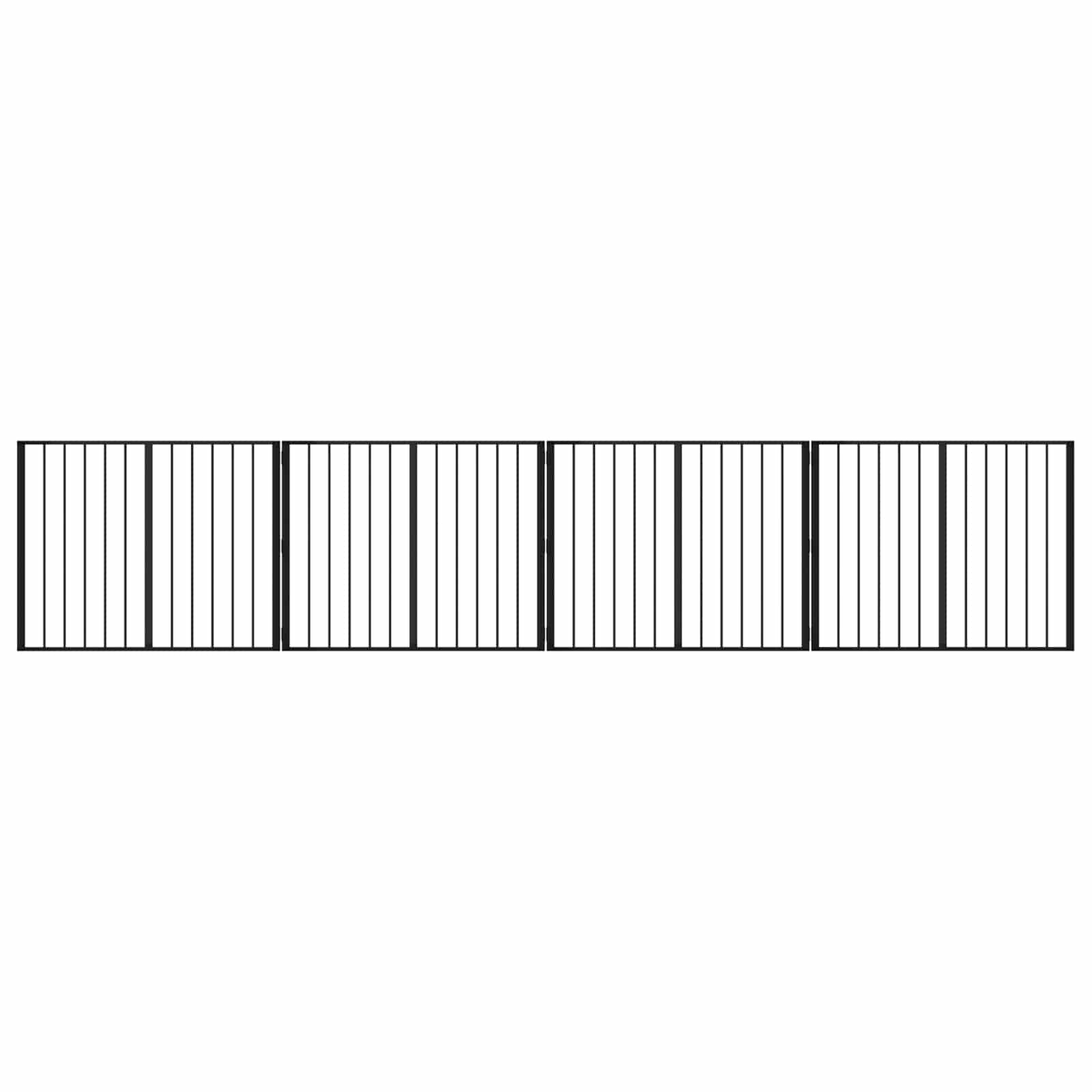 Cancello per cani 4 pcs Nero 100 x 80 cm Acciaio zincato | homemem39